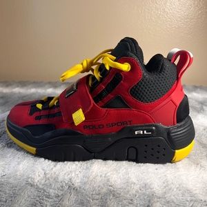 New Polo Sport Ralph Lauren PS100HIGT-TOP Sneakers Mens Size 9 Black /Red Unisex